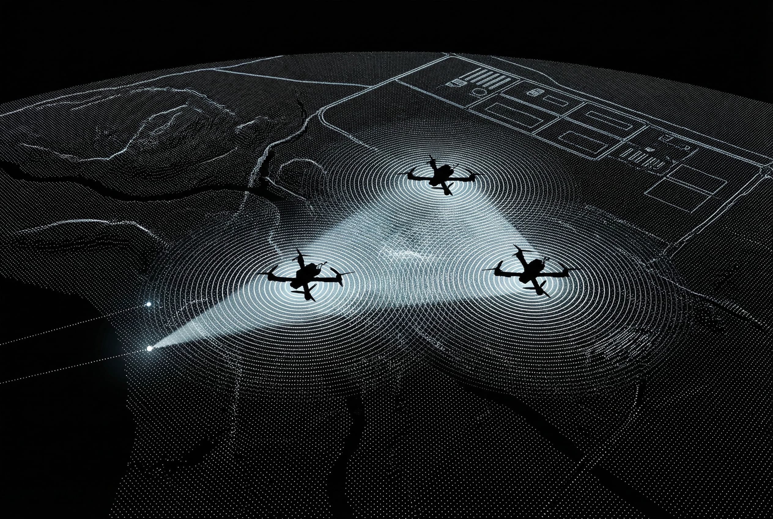 Autonomous drone swarm network over terrain